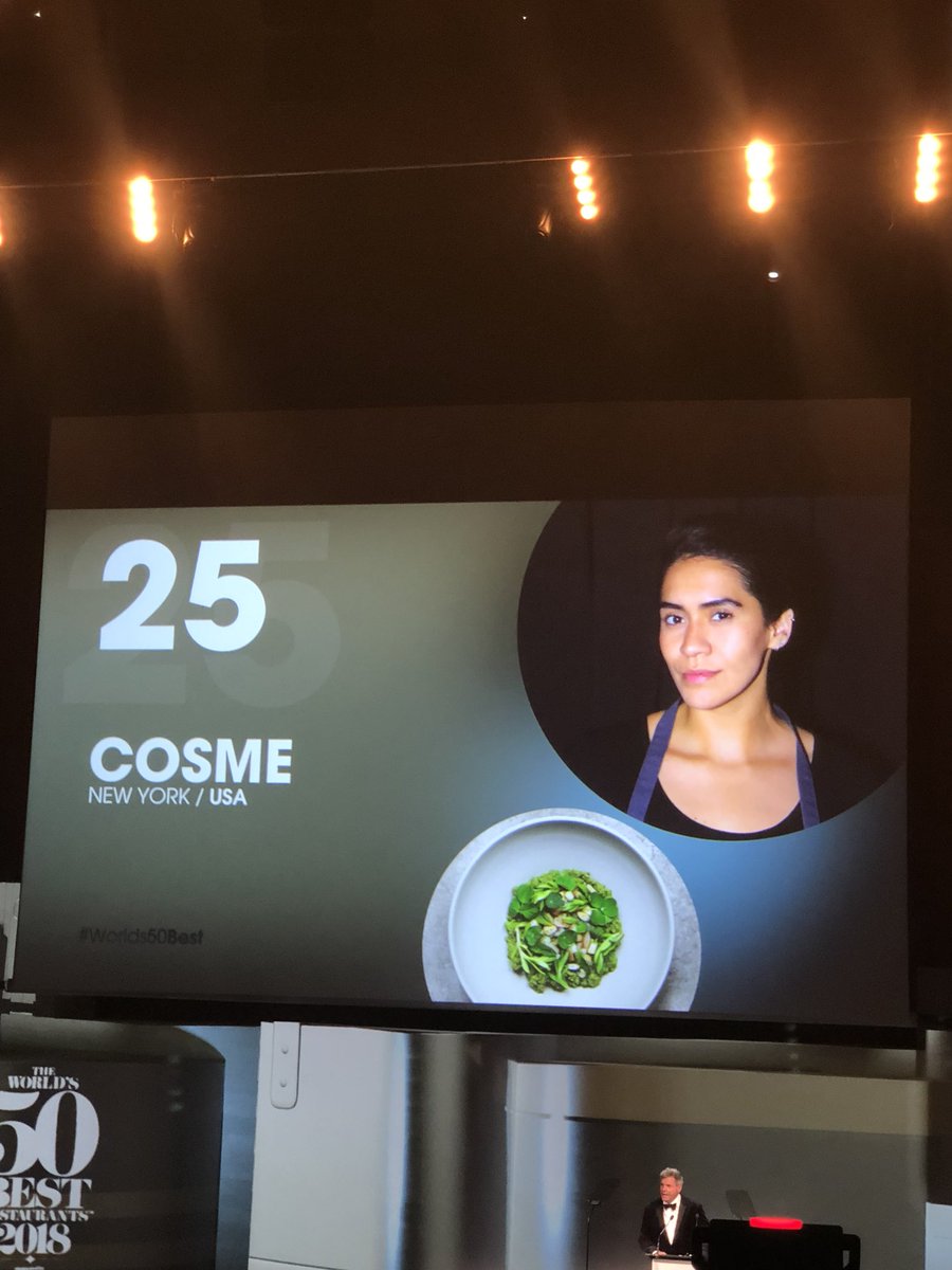 #50bestrestaurants <a href="/TheWorlds50Best/">The World's 50 Best</a> Felicidades <a href="/CosmeNYC/">CosmeNYC</a>