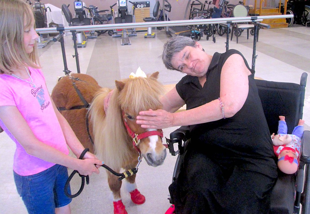 CentersHealth's tweet photo. 🐴💕Quinton the Miniature Horse made a surprise visit to our #EllicottCenter! Everyone loves Quinton😌 #CentersHealthCare #HeartHealthHome #HappyHorseProgram #animaltherapy #horses #fun #recreation #seniorliving #eldercare https://t.co/i6dHX8rvwB
