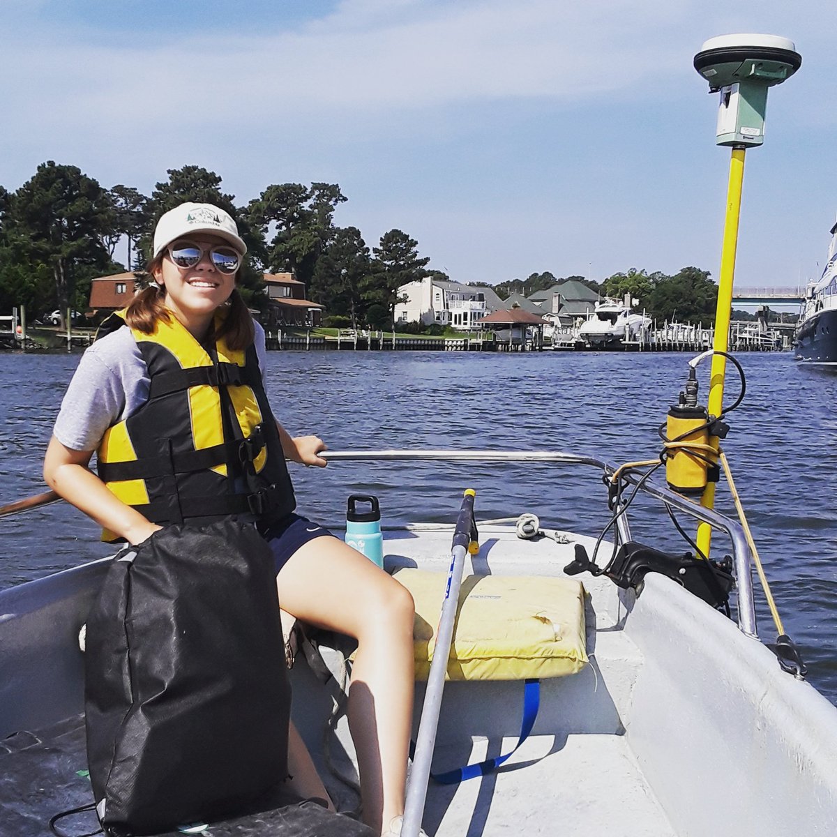 hannah_masld's tweet photo. Thanks Mackenzie for helping with our hydrographic survey of Marina Shores in Virginia Beach. You were a natural with our echo sounder and gps! #landsurvey #landsurveying #survey #surveying #surveyor #topography #topographic #interns #TopographyTuesday #geomatics #geomatic https://t.co/RJPdj75SMV