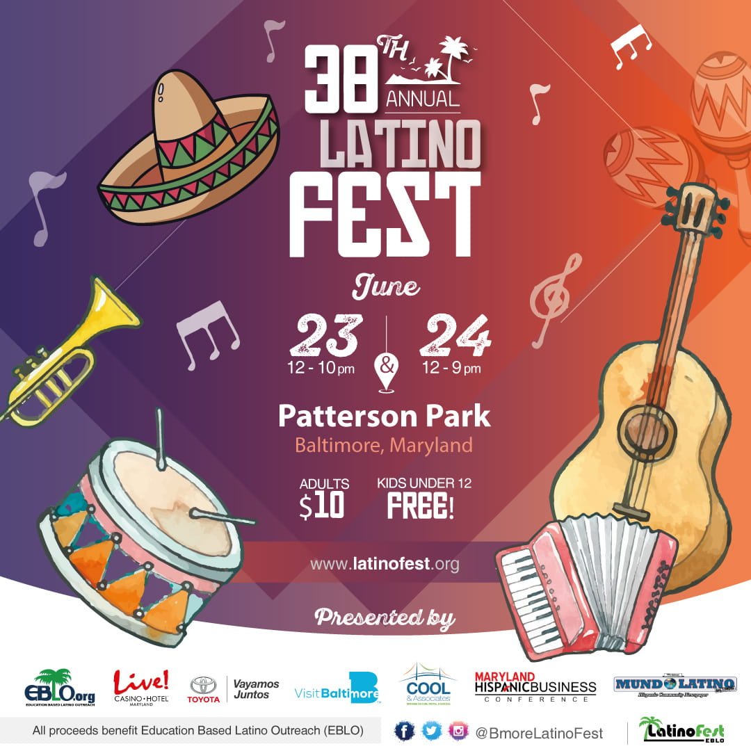 EBLO's 38th Annual LatinoFest!!! 🗓️ June 23-24 2018. 🏞️ #PattersonPark, #Baltimore, #MD 🎫🎫 Buy your tickets now! ➡️ goo.gl/WqL7ip  Children under 12 Free! | All proceeds benefit <a href="/EBLOBmore/">EBLOBmore</a> #BmoreLatinoFest #FamilyFriendly #Maryland #festivalseason