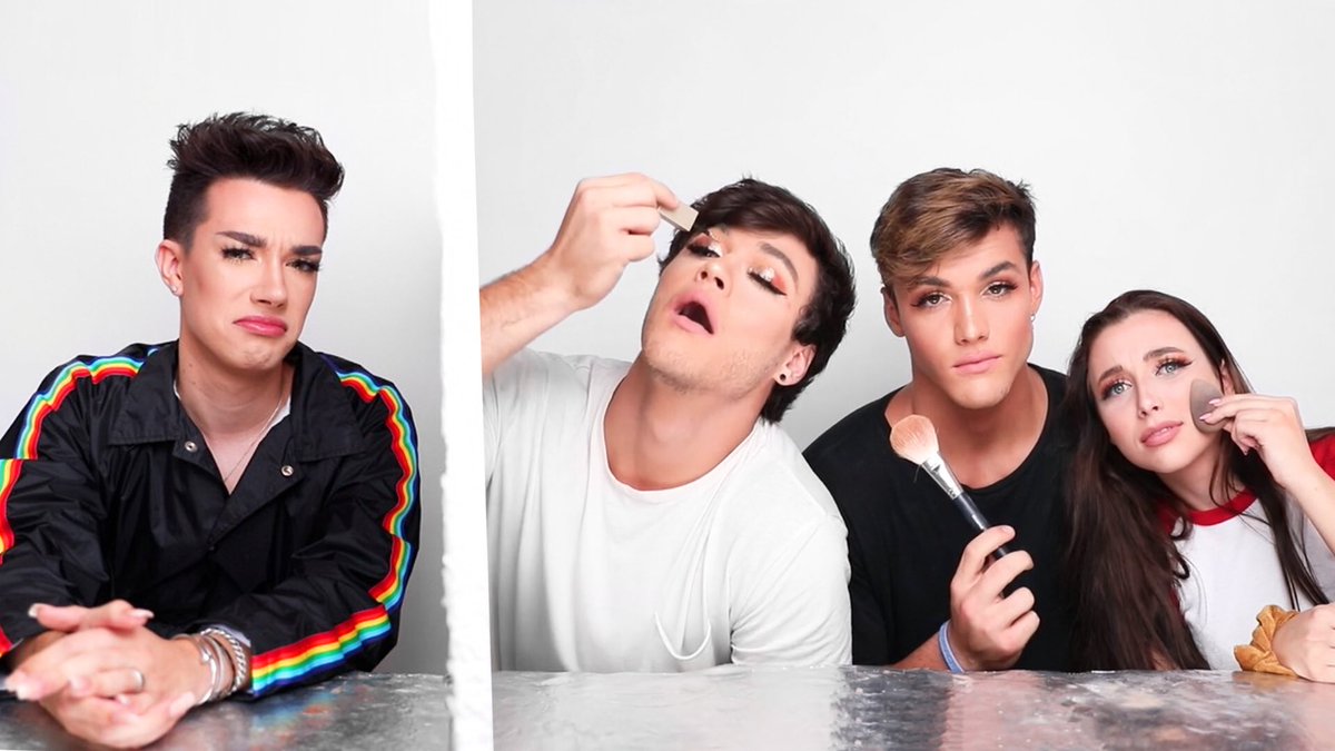 jamescharles's tweet photo. RT to be the next video’s sister shoutout!!

TEACHING @GraysonDolan @EthanDolan &amp; @emmachambie HOW TO DO MAKEUP... without actually seeing them 👀 https://t.co/nAhUO6wIGS https://t.co/OMxqmP08At