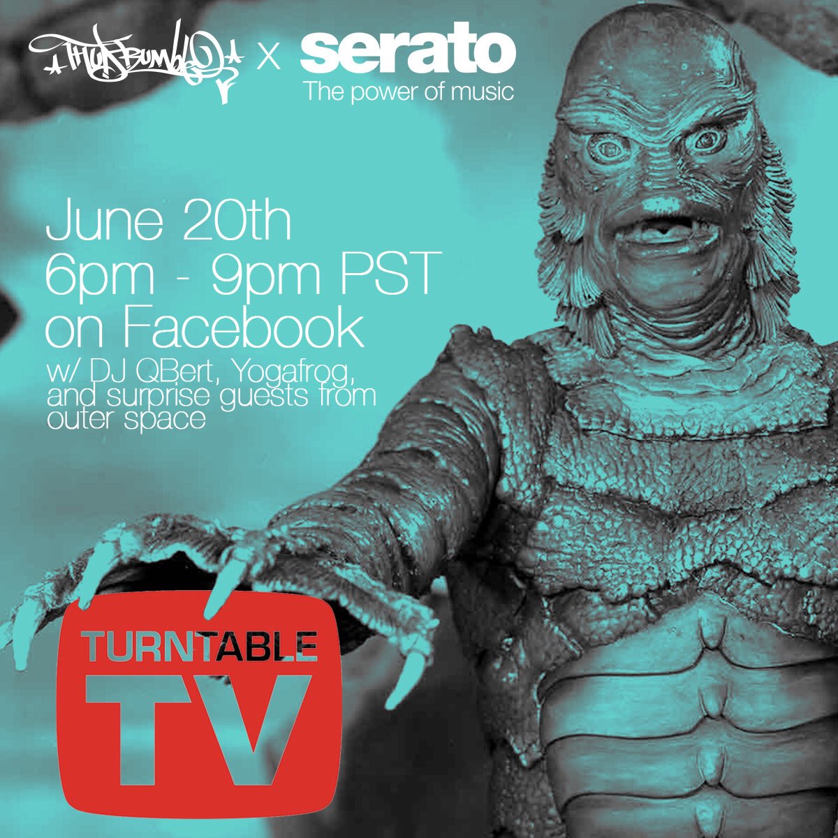 TOMORROW - JUNE 20th 6:30-8:30pm catch TURNTABLE TV love from <a href="/Serato/">Serato</a> studios in LA! W/<a href="/DJQbert/">DJ Q*BERT 👾 Invisibl Skratch Piklz</a> <a href="/yogafrog/">Ritche Desuasido</a> and more!