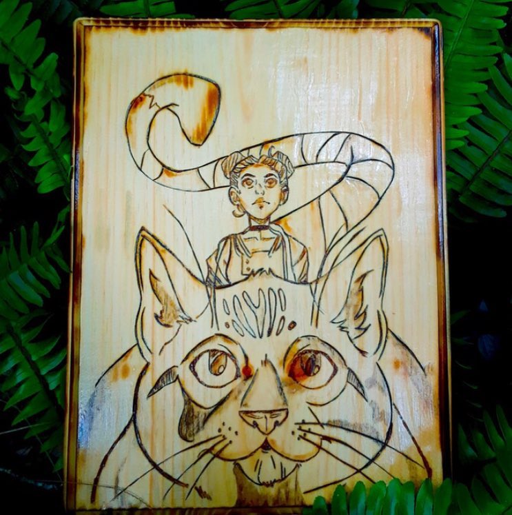 SpaceBetweenEnt's tweet photo. YOU can own this beautiful wood burned art piece by @GypsyDaydream1 of our AFTERGLOW cover drawn by @KLynnTweets to display in your lovely home! How you ask? Simple! We're offering this artwork as a pledge on our @kickstarter- https://t.co/CnOkDoiOa6 https://t.co/6NtR1IDNEn