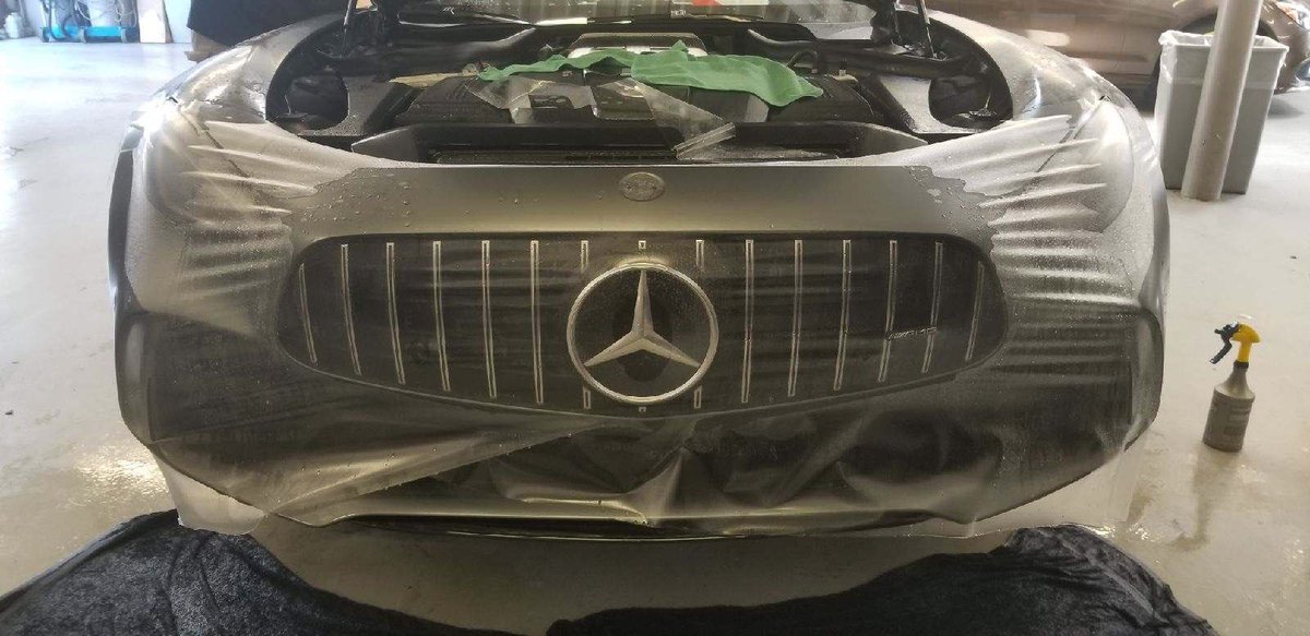 AVOclearbra's tweet photo. Factory satin paint from Mercedes on this 2018 GT AMG: we wrapped w/Suntek stealth Clear Bra #amg #benz #fastcar #exotic #carwrap #f1 #petronas #waxing #clearbra https://t.co/B4nPIsOSeN