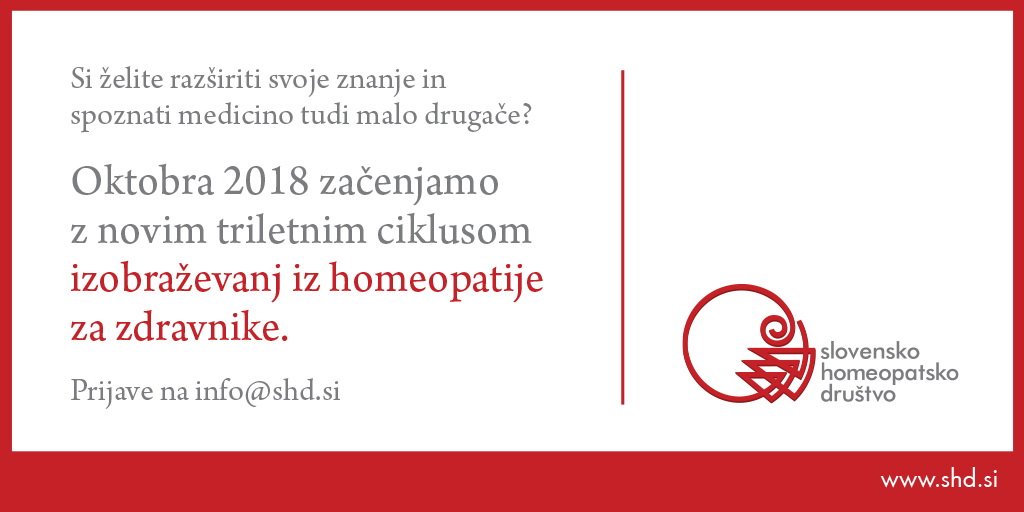 SHD_si's tweet photo. Pridružite se nam 20. oktobra na dvodnevnem uvodnem predavanju o homeopatiji za zdravnike #Homeopatija #Medicina #ZdravjeZaVse https://t.co/swNIT3a3Oa