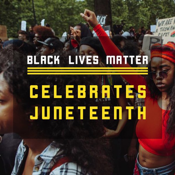 Blklivesmatter's tweet photo. On June 19, 1865 Union soliders arrived in Galveston, Texas to inform remaining Black slaves that they were free from bondage. Today, we celebrate our ancestors’ #freedomday and commit to continue our collective fight for dignity and liberation. #juneteenth #independenceday #blm https://t.co/7M4Lje26wh