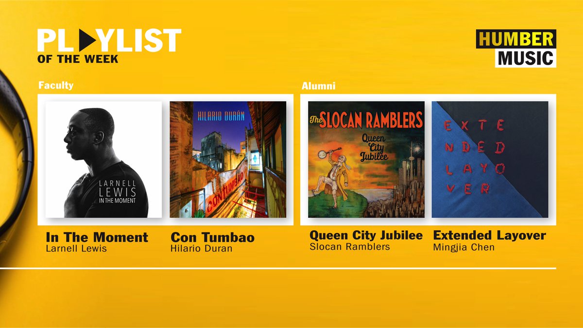 We're excited to present our new #playlistoftheweek series featuring music from our faculty, alumni and students. This week in your ear:
 <a href="/Larnell_Lewis/">Larnell Lewis Music</a>' In The Mood, 
 <a href="/HilarioDuran/">Hilario Duran</a>'s Con Tambao,
 @slocanramblers' Queen City Jubilee, 
 <a href="/mingjiamusic/">mingjes</a>'s Extended Layover.