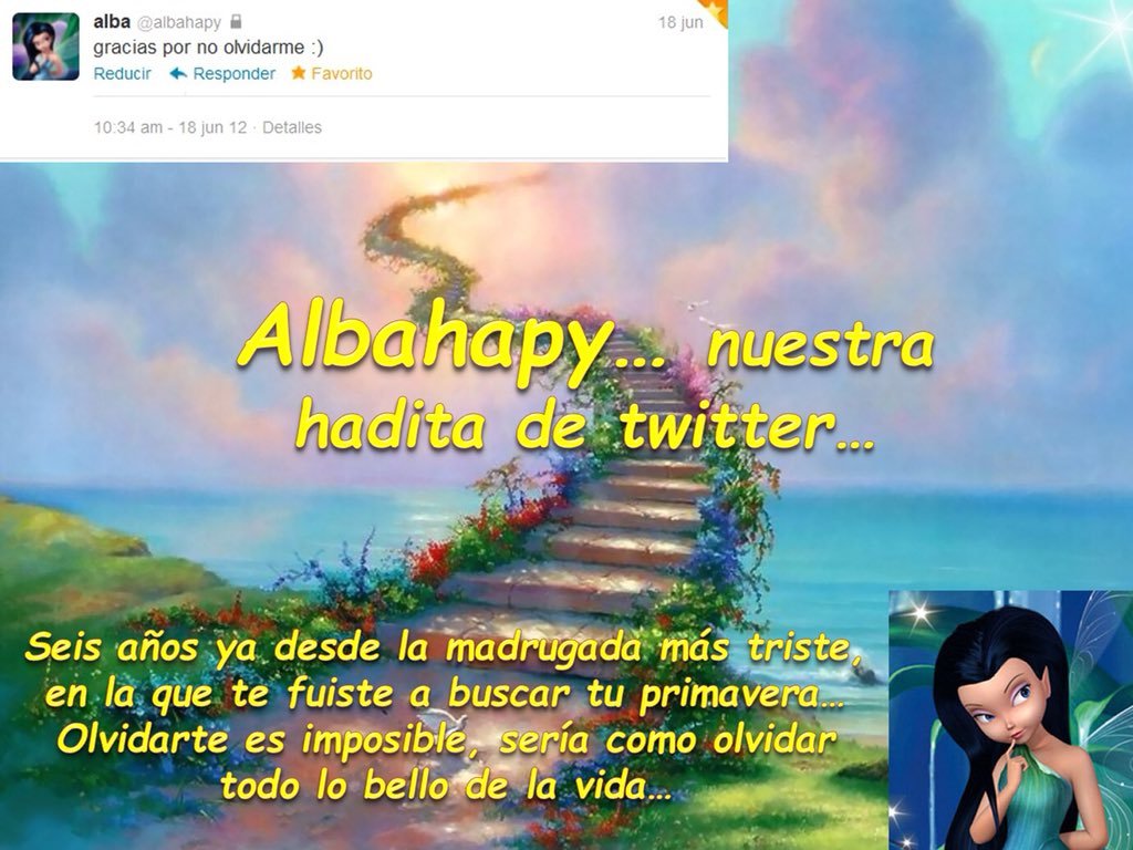 fernanram's tweet photo. @albahapy #TeQueremosAlba
Pronto ya se marchitará la primavera.
Pronto las flores más tempranas morirán agotadas.
Pronto las chicharras bombardearán el estío con su canto.
Pero otro año más tampoco lo verás...
Porque ya te habrás ido del otro lado de la primavera... https://t.co/kiDVgZvNF0