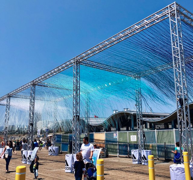 PineappleAgency's tweet photo. We had such an amazing time working with @adidas and renowned yarn artist Eric Rieger on an activation to promote the Adidas Parley shoes! #hotxtea https://t.co/ZnJ730o7DH