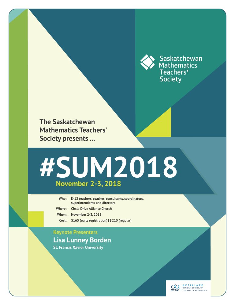 SMTSca's tweet photo. Are you interested at presenting a session at SUM Conference 2018? Submit your proposal! New this year, there are options for 30-, 60-, and 90-minute sessions. Head to https://t.co/eiiCcXZEZH

#SUM2018 #skmathchat #skedchat #mathchat https://t.co/8TtVEqqEh1