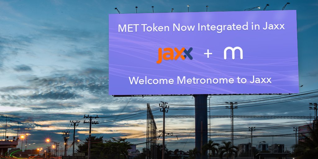 jaxx_io's tweet image. The MET token is now live in Jaxx. Welcome @MTNToken to the Jaxx #blockchain interface and ecosystem! Visit metronome.io for more info. #MetronomeToken #erc20 (Tip: close &amp;amp; reopen Jaxx to see MET in the wallet selection screen)