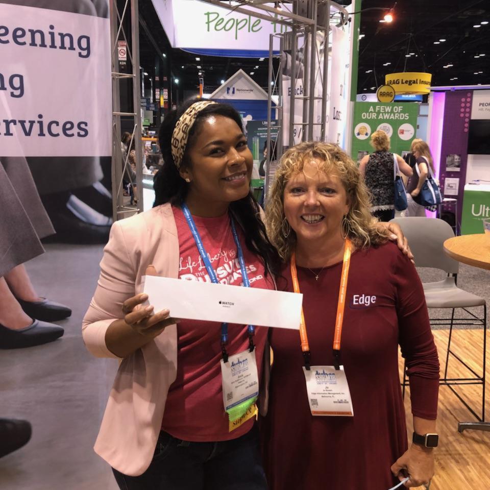 EdgeInformation's tweet photo. Congratulations to Asia of Washington Metropolitan Area Transit Authority for winning our Apple Watch #SHRM18 giveaway! SHRM Thank you for visiting us at our booth #2650  #edgeinformation #backgroundscreening #shrm #hr #hrtribe #SHRM18Bloggers #atsintegration #SHRM18Steps 🤗 https://t.co/wHerB2PWTe