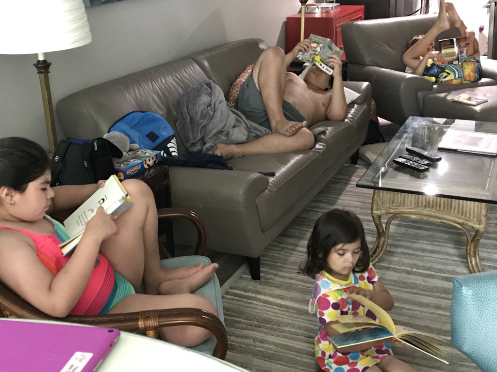 TeacherTiller's tweet photo. Everyone’s gotta do 30 minutes of reading before we hit the beach! #nosummerslidehere https://t.co/thyamF0xnt