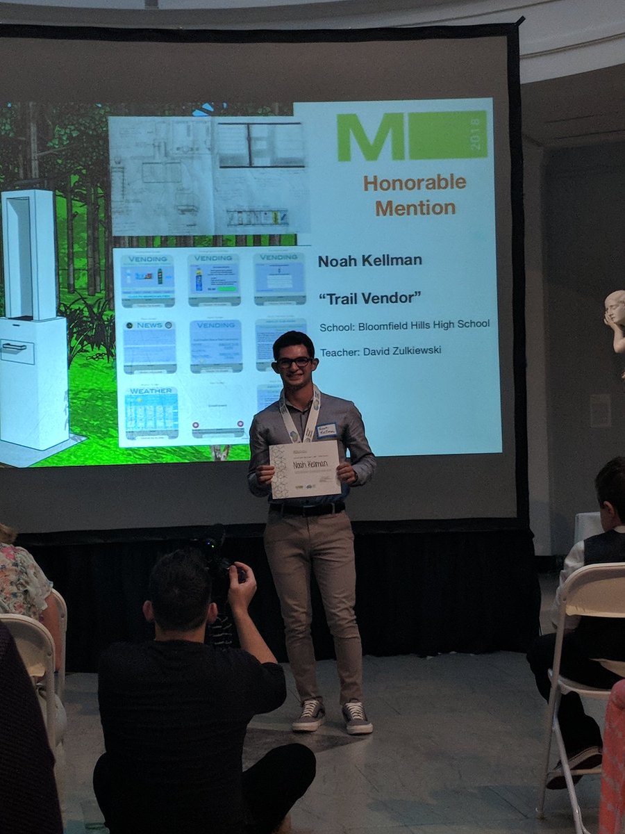 glasr333's tweet photo. Congratulations to Noah Kellman and Blake Prebay, both honored in A2 by Michigan Design Council for creating innovative design solutions! Thx also to their teacher, Mr. Z! @bhschools @CHollerith @tjbidlack https://t.co/7jlkazvuxU