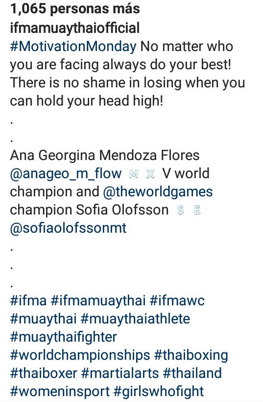 AnaGeoMFloW's tweet photo. "No matter who you are facing always do your best!" There is no shame in losing when you can hold your head high!#MundialIFMA2018
#MuayThai #MuayThaiMexico  #MuayThaiGirls #AnaGeo #AnaGeoMendoza #AnaGeoMuayThai #AnaGeorginaMendozaFlores
#ifmaWorldChampionship2018
#TheWorldGames https://t.co/iKeI2WAwn1