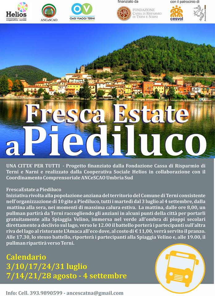ancescaous's tweet photo. DA LUGLIO A #PIEDILUCO L'ESTATE TORNA A FARSI FRESCA!
Iniziativa #ANCeSCAO rivolta agli anziani del Comune di #Terni consistente nell'organizzazione di 10 gite a Piediluco, tutti i martedì dal 3 luglio al 4 settembre, scopri di più cliccando sul link
https://t.co/aL5aXwsIQy https://t.co/bDWp5Dju8h
