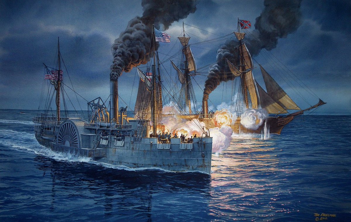 DrPnygard's tweet photo. Today in 1864, the most successful & feared commerce raider (pirate ship) of the American #CivilWar. the #CSSAlabama-built in Britain & purchased by the Confederacy in 1861-sank after a spectacular battle off the coast of France with the #USSKearsarge. #DeathtoTraitors https://t.co/q1S8bo3jnP