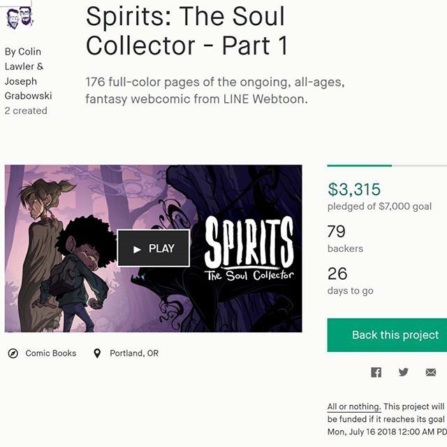 drawingupastorm's tweet photo. So close to 50%. Who's going to get us over that benchmark!? Link in bio. . .
@kickstarter #spiritscomic #spiritsthecomic #spiritsthesoulcollector #thesoulcollector #webcomic #digitalcomics #kickstarter #crowdfunding #comic #comics #comicart #sequentialart #webcomics #webcomics… https://t.co/pfKoD2H1UN