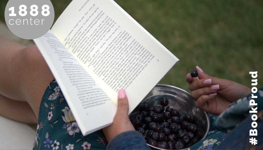 1888center's tweet photo. We're too #BookProud to set our books aside to eat. And now there's a sale on them! Stop by, pick up a book, and show us your #ReadingWhileEating style! https://t.co/n1C1R5YzVt