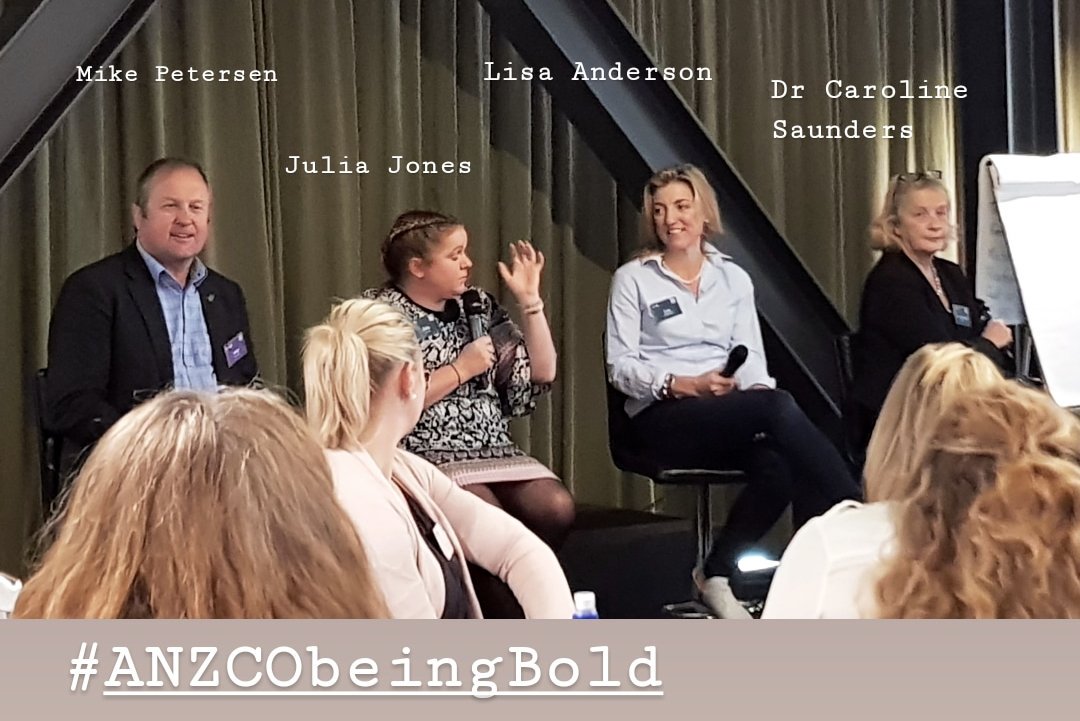 chanelleosullvn's tweet photo. Fantastic panel with @tepunamike @juliajones110 #carolinesaunders #lisaanderson at @ANZCOBeingBold https://t.co/GSFDtrs3Yu