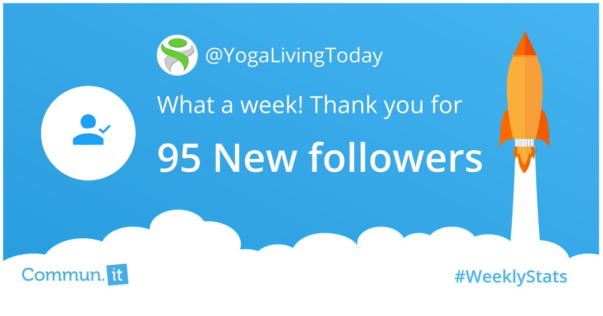 YogaLivingToday's tweet photo. #MyWeeklyStats on Twitter: 95 New Followers, 7 Replies &amp; 44 Retweets #TopSupporters #TopEngagedMembers - Find yours with https://t.co/1NFs6Y9dd6 https://t.co/PCbHY01XvP