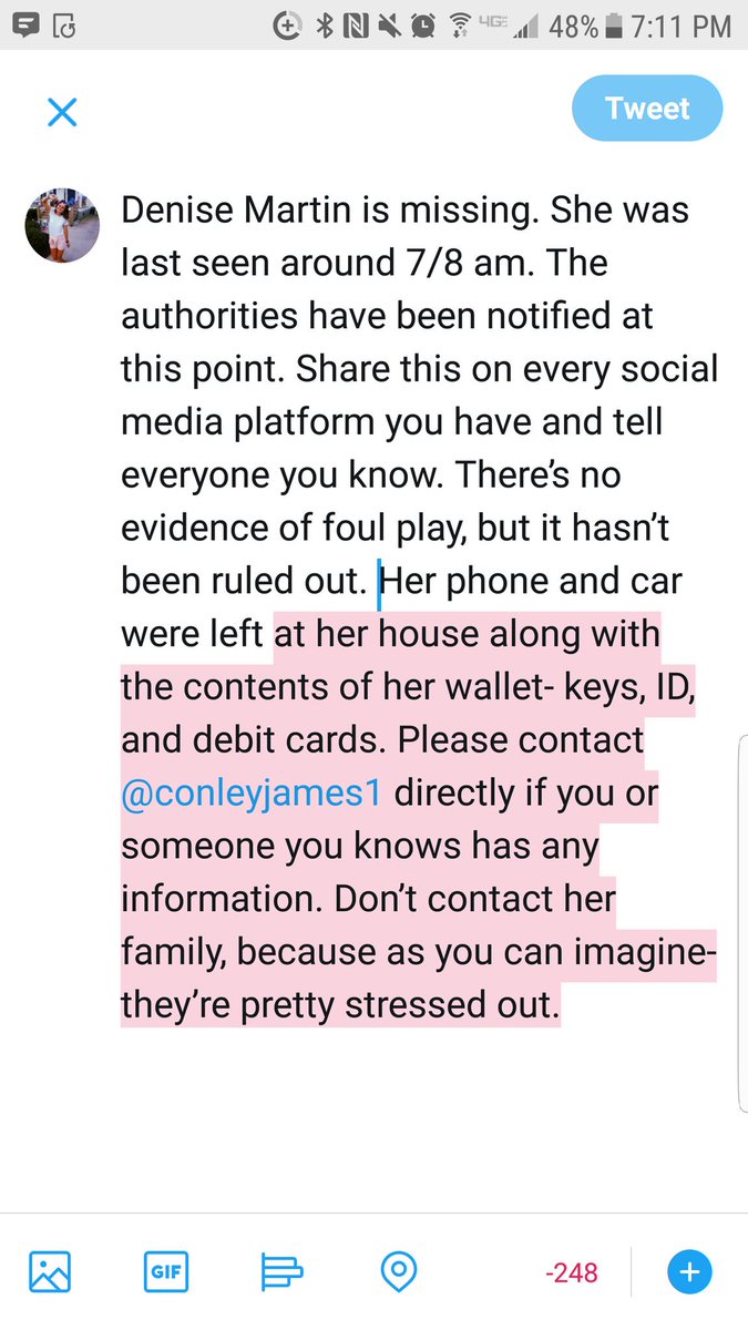 moll_cass's tweet photo. GUYS PLEASE READ AND SHARE! DENISE MARTIN IS MISSING! contact @conleyjames1 with any info!!!! https://t.co/Omf88RCP92