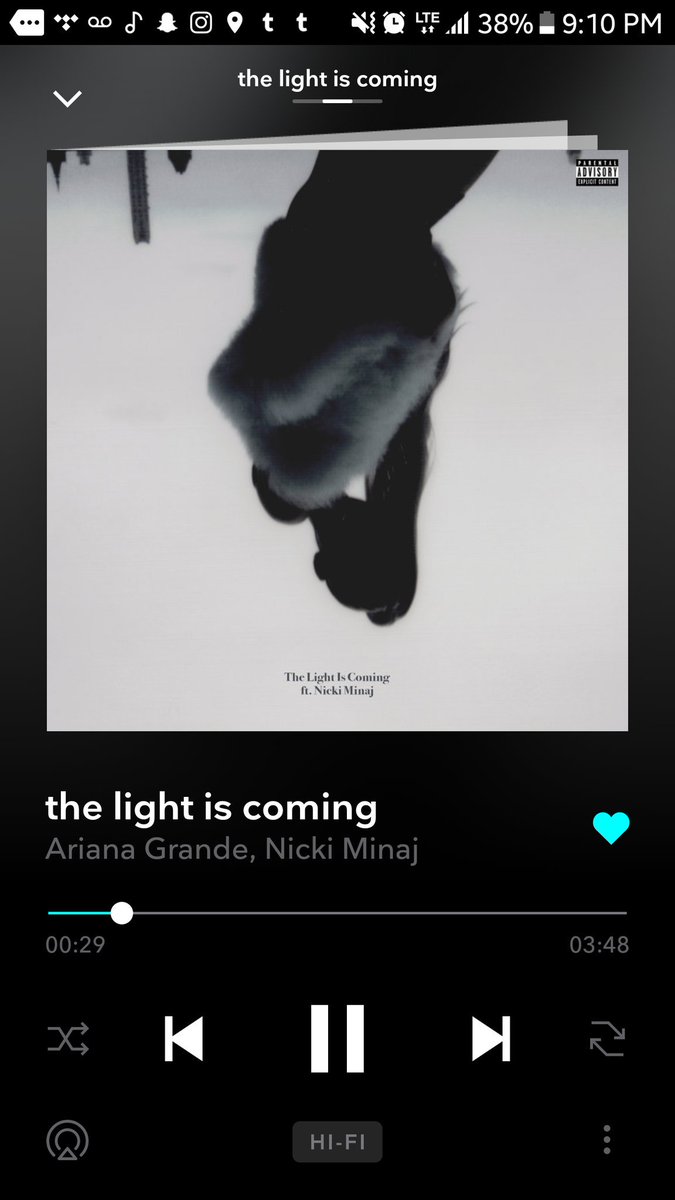 heatherhedera's tweet photo. Say hello to my favourite song. #TheLightIsComing #Sweetener 💡✨💖 https://t.co/sBstgmAaSk
