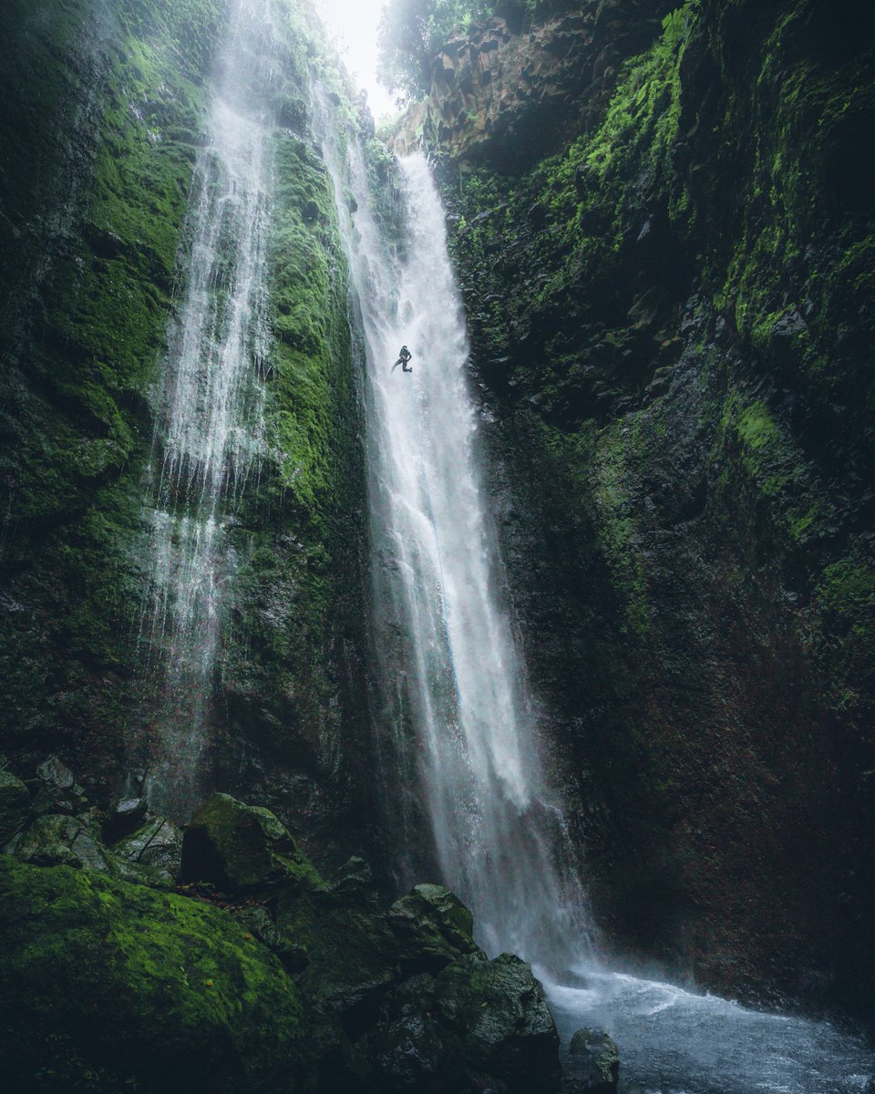 Rappelling down the 50m waterfall in #Madeira with <a href="/EpicMadeira/">EPIC Madeira</a> Heart is pumping! #adventure #canyoning