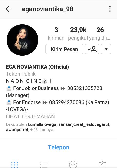 Selamat pagi 
follow akun ig <a href="/DA2_Ega/">Ega (REAL)</a> yang baru ya yang lama masih di Hack orang. 
yuk follow yang REAL @eganoviantika_98