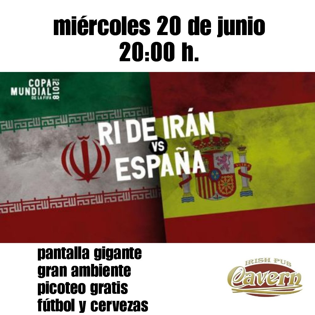 Ven a ver con nosotros el segundo partido de España en este mundial , te esperamos!! #vamosespaña #futbol #cerveza #cavernesbien