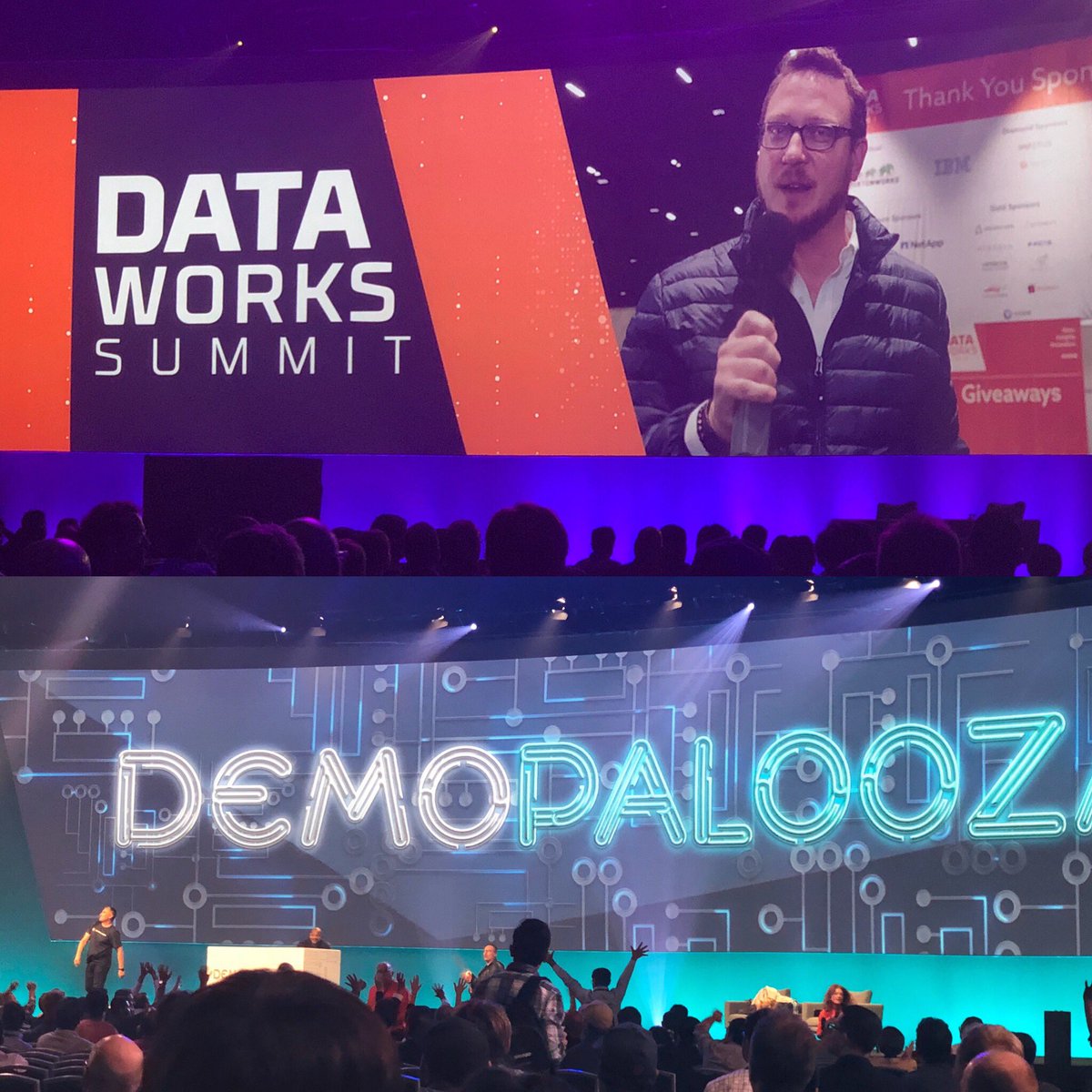 eccresta's tweet photo. Way to end a killer first day at DataWorks Summit! @justinmounts @racoss @RobHryniewicz #DWS18 #demopalooza https://t.co/csjD256sTY