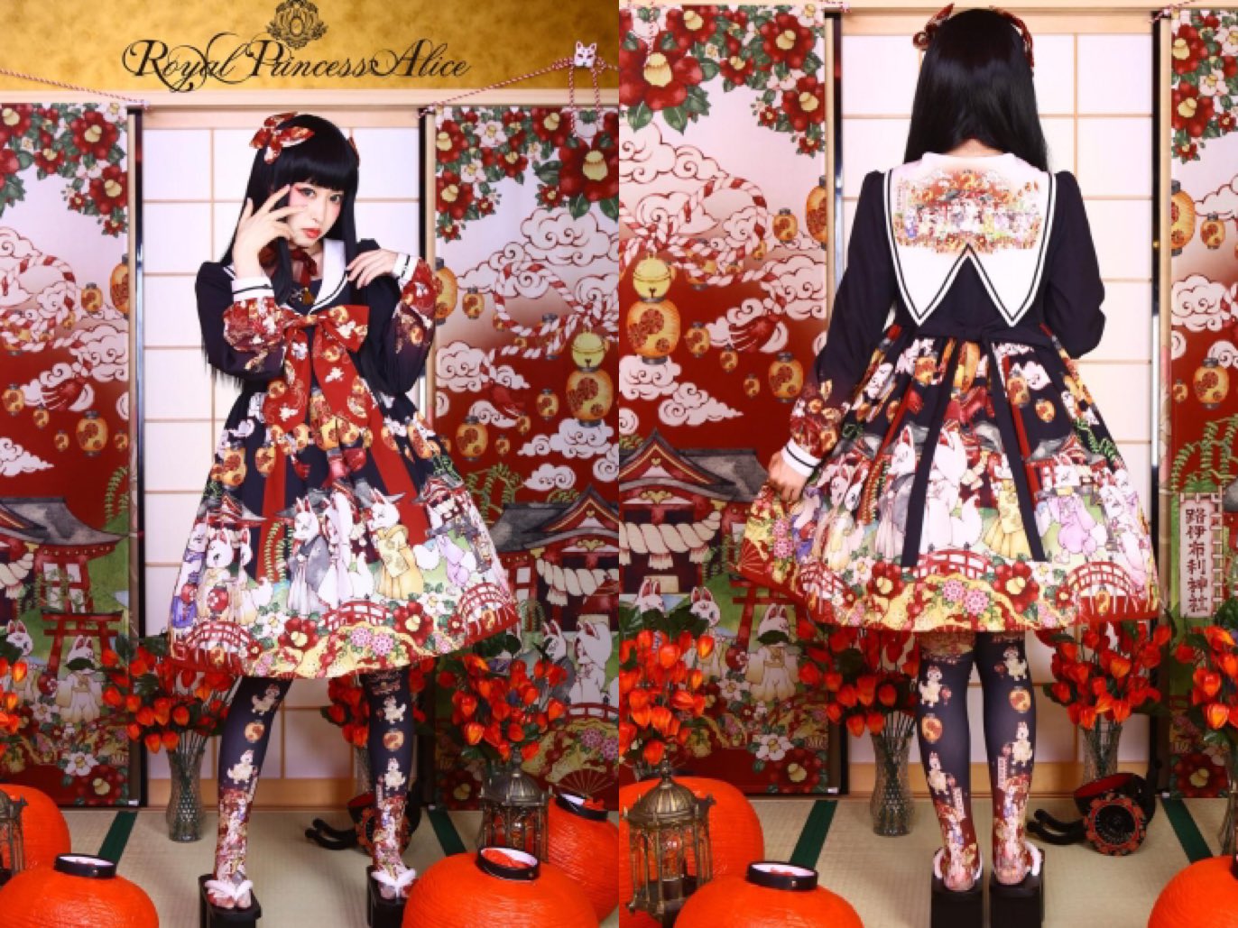 Chouchou Ange名古屋店 Sur Twitter Royal Princess Alice 狐の嫁入りセーラーワンピース 29 800 Tax ご予約受付中 ポリエステル100 着丈 約94cm バスト 約94cm ウエスト 約64 92cm 袖丈 約66cm 肩幅 約37cm 袖ぐり 約 胸リボン取り外し可能