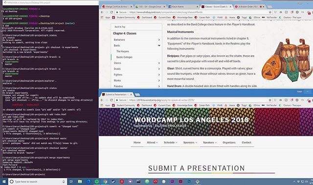 Karyn_Keene's tweet image. Just looked at my desktop and realized how terribly nerdy it was 😂😂😂 #coding #git #gitbash #dnd #rpg #dndbeyond #wordpress #wordcamp #webdevelopment #girlswhocode #skillcrushingit ift.tt/2MItdgC