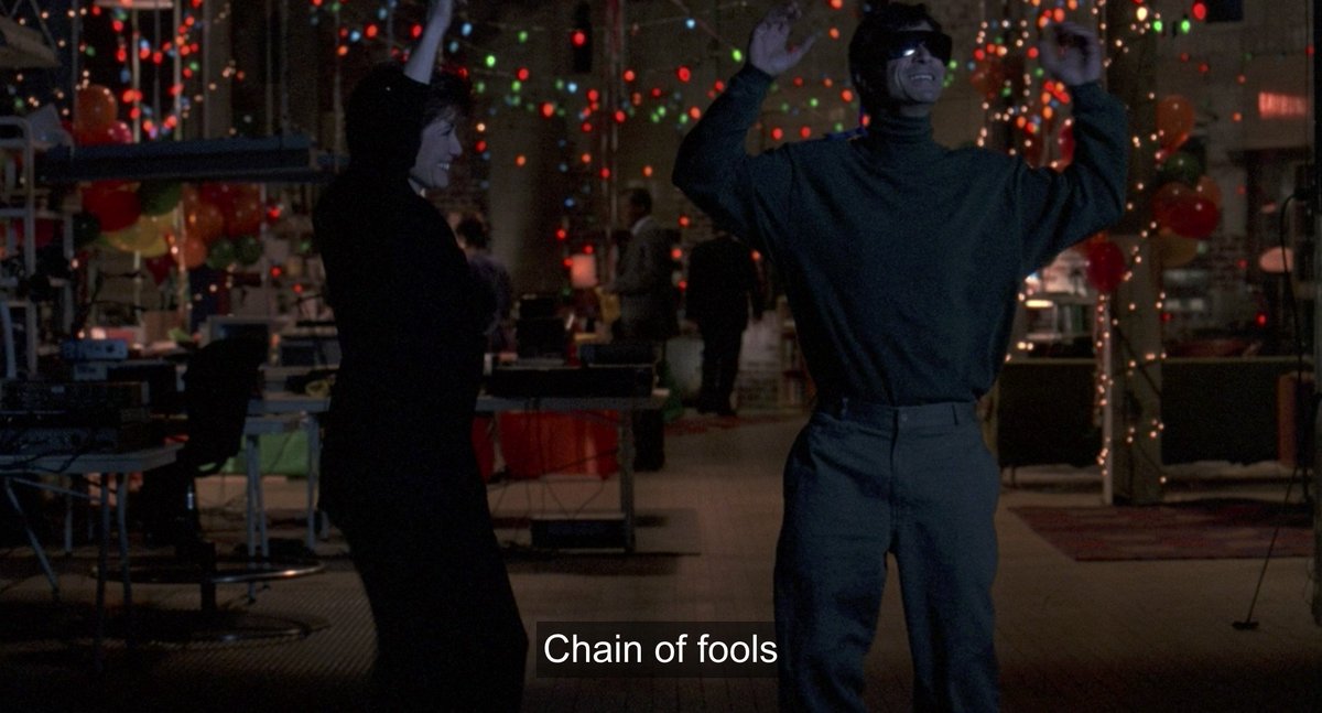 Liz (Mary McConnell) dancing with some of the team members in SNEAKERS to Aretha Franklin's "Chain of Fools" (apt!) conveys so much about the characters in so little time. it's such good, concise storytelling 