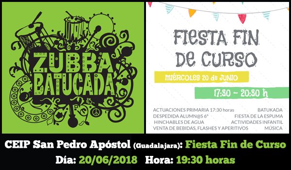 Esta tarde estaremos en el #CEIP #SanPedroApóstol de #Guadalajara para animarles la #FiestaFinDeCurso que celebran hoy. 
🎶 💃 🎉
#FelicesVacacionesEscolares