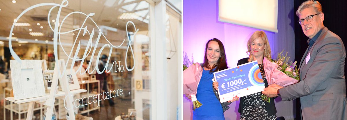 Conceptstore Villa 8, vorig jaar genomineerd voor de StartersprijsMT: "Mede dankzij de geldprijs van 1000euro zijn we vlak na de verkiezing verhuisd naar een groter pand en hebben we een nieuw interieur aangeschaft". Meld je nu aan voor dit jaar via startersprijsmiddentwente.nl