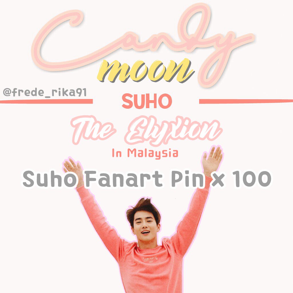 frede_rika91's tweet photo. [HELP RT] 🍭CandyMoon🌙 
As my promise, i'll distribute suho fanart pin ( for 100pcs) for #ElyXiOninMalaysia #ElyXiOninKL 
✨ Just follow @frede_rika91 &amp; show me your ticket
✨ This for everyone attend Elyxion ( priority Bunny citizen )
✨ Time &amp; Place  (TBA) https://t.co/uIyjI9rECR