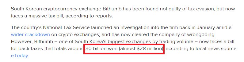 WhalePanda's tweet photo. Bithumb had to pay $28 million worth of back taxes and now lost $30 million less than 2 weeks later. 🤔 https://t.co/spvFpzpb6X https://t.co/DPq9kQG7Nm