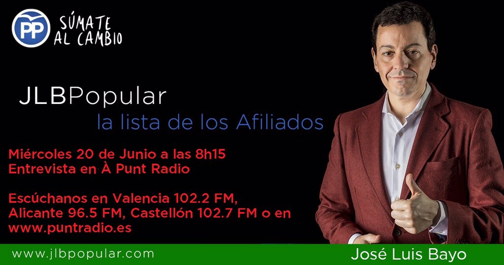 #JLB Hoy empezamos en ApuntMedia #BAYOpresidente #JLBpopular #CongresoPP #Democracia #PP