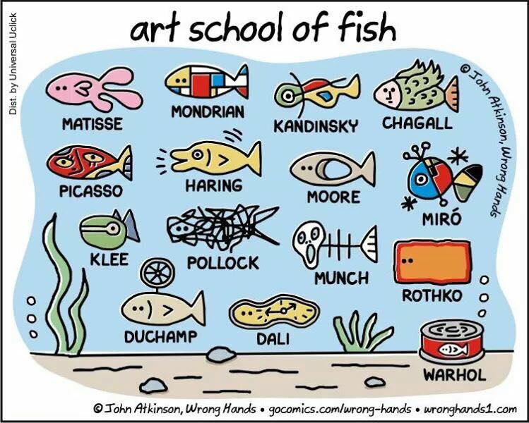 Esta mañana hemos visto esta imagen y nos ha parecido una forma divertida de empezar la jornada ¡con un toque de humor 😊! #peces 🐟#arte