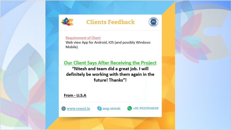 cresolteam's tweet photo. Thank you to Client from U.S.A for sharing their satisfaction thoughts after receiving the work from Cresol.
#cresol #client #U.S.A
https://t.co/5enXbfj0eQ https://t.co/aw0ddnc49R