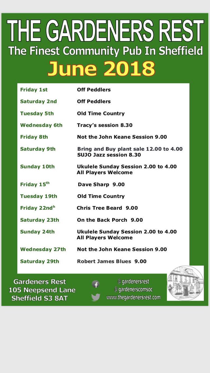 GardenersRest_'s tweet photo. If we have read our own poster correctly we will have Chris Treebeard here from 9pm this Friday night. 9pm kick off. @ChrisTreebeard  #SheffEvents #SheffMusic @Noelthecyclist @SheffCard @sheffieldalepub @harlequinpub @SheffHopcast @sheffieldbrewer @PlunkettFoundat @WardsendCem https://t.co/VPlS1wqVWM