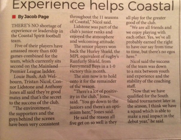 CoastalSpiritNZ's tweet photo. Good write up on the MPL boys in the Star the other week just in case you missed it. #tonupclub #strongertogether @garybennett76 ⁦⁦@henry_ekow⁩ ⁦@MainlandFooty⁩ ⁦@tehamana03⁩ https://t.co/gxZFvRMqoC