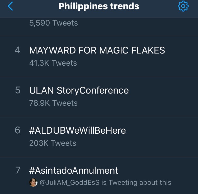 juliamlovers08's tweet photo. Our hashtag is currently trending at 7th spot nationwide. Keep on tweeting! 

#AsintadoAnnulment https://t.co/hEzyV7tuUG