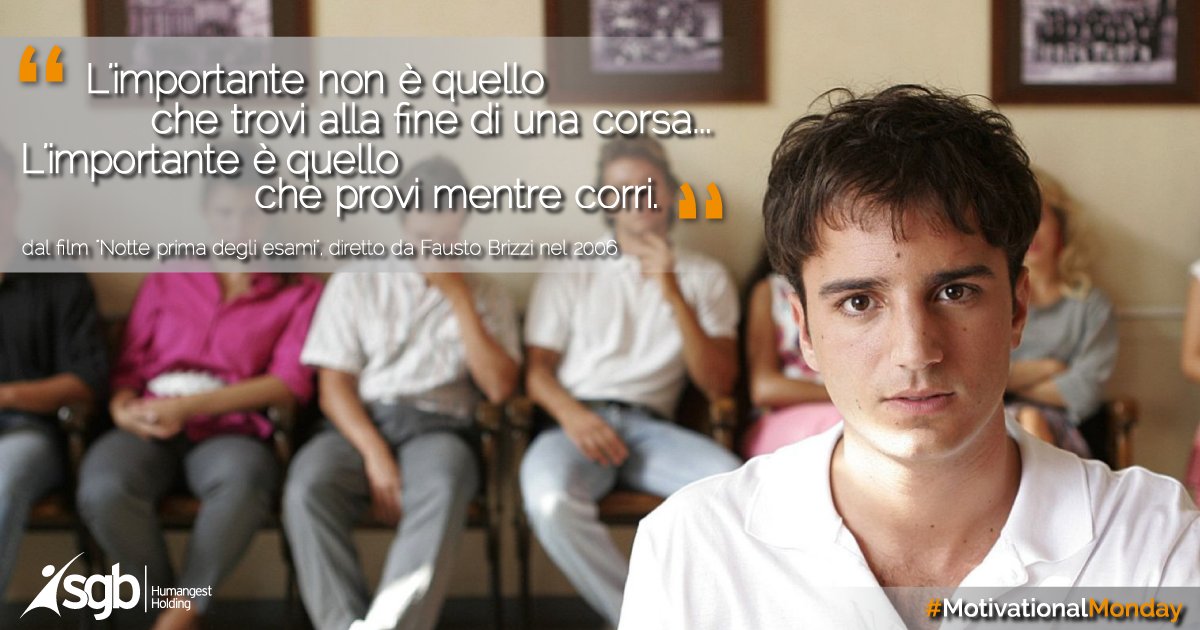 SGBHumangest's tweet photo. 📚🎥🎬 #Aforismi > "L'importante non è quello che trovi alla fine di una corsa, l'importante è quello che provi mentre corri". Dal film "Notte prima degli esami". 🍀 Un grande in bocca al lupo a tutti gli studenti pronti ad affrontare la #Maturità2018. https://t.co/mu4ERAaA9Y
