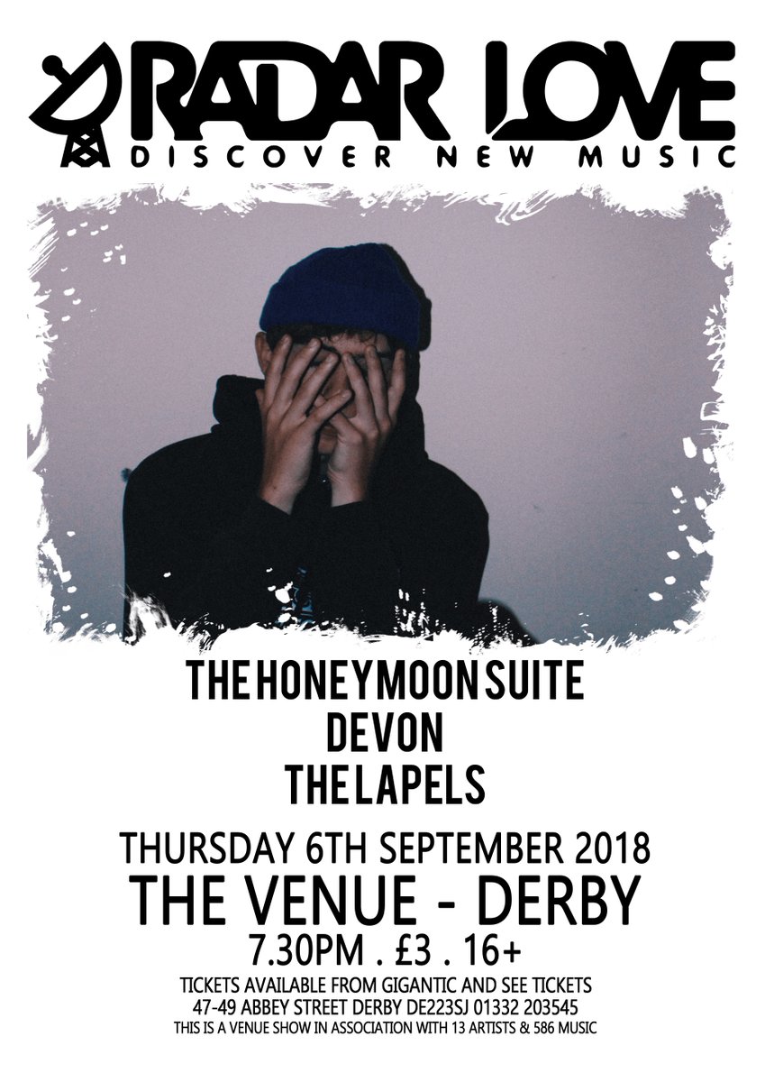 NEW SHOW

delighted to welcome <a href="/devondevonmusic/">DEVON the place</a> to <a href="/RadarLoveDerby/">Radar Love</a> this September, also on the bill <a href="/thehmsuite/">The Honeymoon Suite</a> &amp; The Lapels 👊

livemusicderby.co.uk