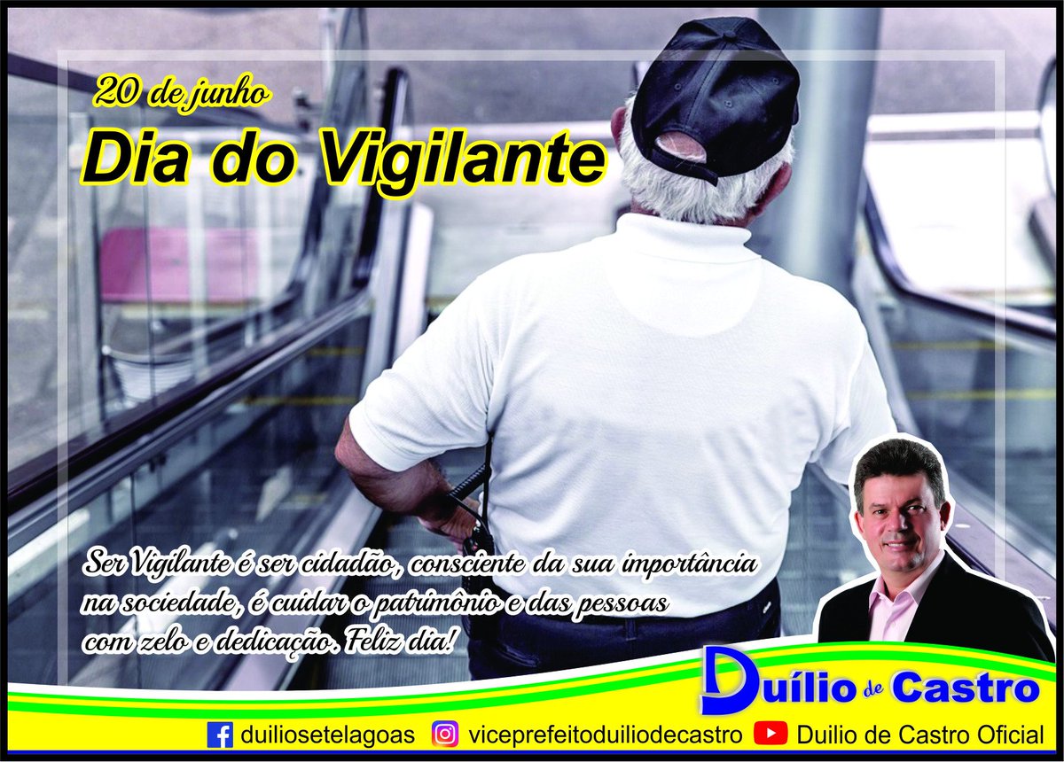 duilio_decastro's tweet photo. 20 de junho - Dia do Vigilante
Ser Vigilante é ser cidadão, consciente da sua importância
na sociedade, é cuidar o patrimônio e das pessoas 
com zelo e dedicação. Feliz dia!
#duiliodecastro https://t.co/OBrLtBPC4w