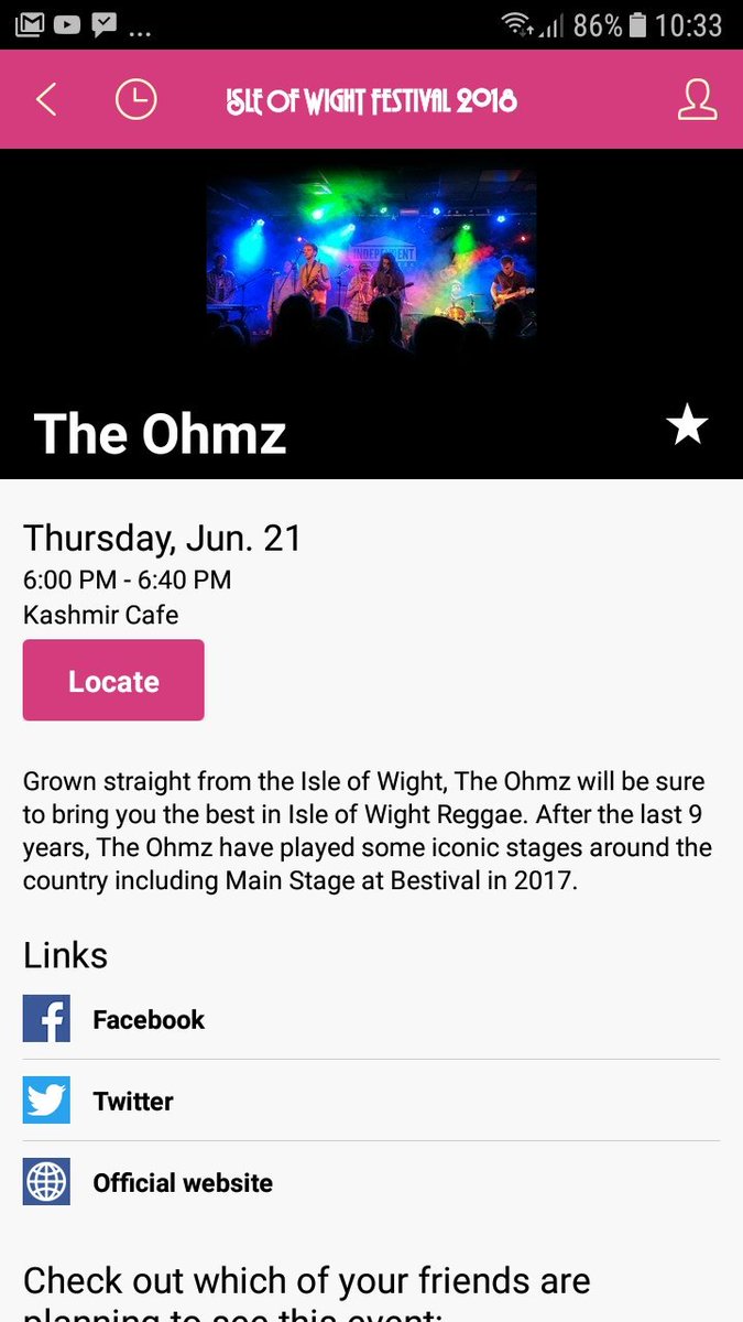 theohmz's tweet photo. Catch us opening @Kashmir_IW this THURSDAY 6:00 pm at @IsleOfWightFest!! #positivity #isleofwightreggae https://t.co/bOjQjfb3wO