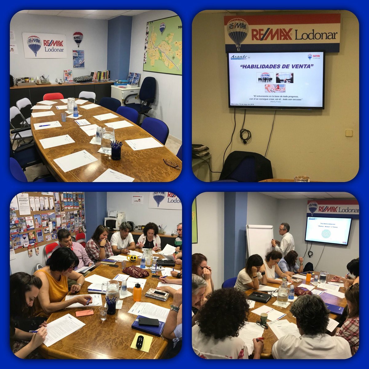remaxlodonar's tweet photo. Penúltima sesión de #formación  de #HabilidadesComerciales en #RemaxLodonar, buscando el constante crecimiento profesional y personal de nuestros #agentes. #Remax #WeareRemax #Erestumismocuandoestasentucasa https://t.co/Frb7AgY17o