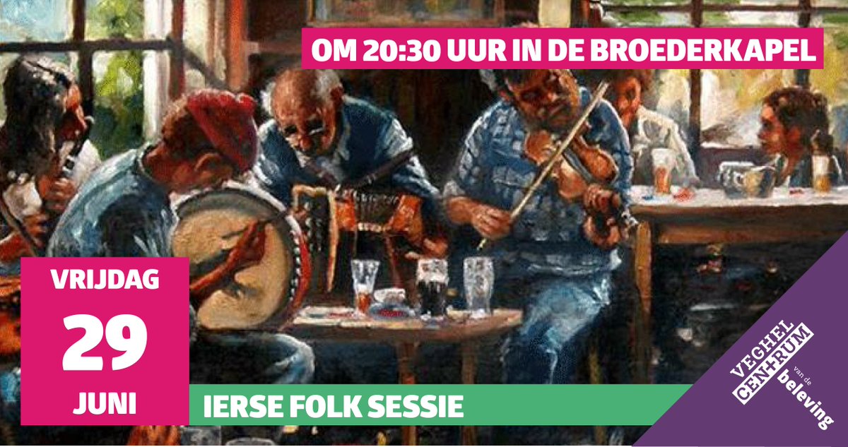 Volgende week vrijdag kun je weer gezellig meedoen met de Ierse Folk Sessie in de <a href="/Broederkapel/">Broederkapel</a>! Let op: de aanvang is iets later dan normaal, namelijk om 20:30 uur bit.ly/2JRPquV #ierse #folk #sessie #meierijstad